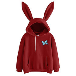 rabbit hoodie for girls,Women Winter Warm Hoodie Coat Cute Rabbit Ear Sweatshirt Plush Zip Up Jacket Outerwear