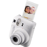 Fujifilm Instax Mini 12 Instant Camera Clay White + MiniMate Accessory Bundle & Compatible Custom Case + Fuji Instax Film Value Pack (50 Sheets) Flamingo Designer Photo Album