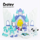 Boley Ice Castle Princess Dollhouse - 26 Piece Doll House Toy Playset with Large Light and Sound Castle, Little Princesses, Palace Furniture and Frozen Kingdom Garden for Little Girls