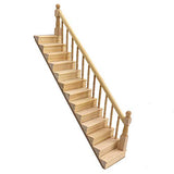 Doll House Wooden Stairs,1/12 Wooden Stair Stringer Step Staircase with Handrail Model Doll House Decor - Left