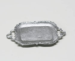Multi Minis Dollhouse Miniature Silver Rectangle Tray w/Handles