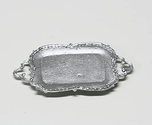 Multi Minis Dollhouse Miniature Silver Rectangle Tray w/Handles