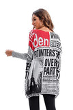 ellazhu Womens Long Sleeve Casual Sweatershirt Pullover Newspaper Painting Crewneck T Shirts GY269 Grey