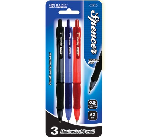 BAZIC Spencer 0.9mm Mechanical Pencil (3/Pack)
