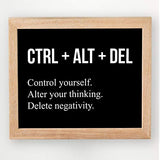 "Control Yourself-Alter Your Thinking-Delete Negativity" Motivational Wall Art -10 x 8" Typographic Print-Ready to Frame. Inspirational Home-Office-Desk-School-Gym Decor. Great Gift of Motivation!