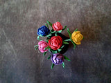 10 Miniature flowers roses, handmade artificial scrapbooking headband craft, fake faux tiny dollhouse