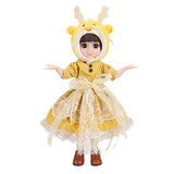 LoveinDIY 14.2 Inch BJD American Doll with Cloth Dress Up Girl Figure for DIY Customizing - Dragon