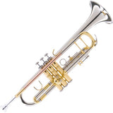 Cecilio 3Series TT-380CN Nickel Plated Intermediate Double-Braced Bb Trumpet with Monel Valves + Case, Mouthpiece and Accessories