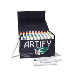 ARTIFY 80 Enhanced Colors Art Markers, Fine & Broad Dual Tips Professional Artist Markers in Case, Drawing Marker Set with Carrying Case