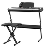 Starfavor 61 Key Electronic Keyboard Piano with LCD Display, Portable Electric Music Piano for Beginners Professions, include Z-style Stand, Bench, Microphone, Headphone, Keynote Stickers (SEK-561)