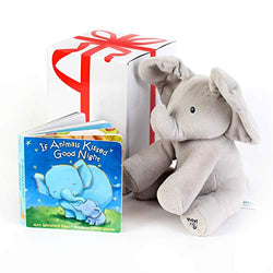 GUND BABY ANIMATED FLAPPY THE ELEPHANT PLUSH TOY with "IF ANIMALS KISSED GOODNIGHT" Book, For Birthdays , Holidays And Baby Showers. Great For Babies And Toddler Toys. Gift set bundle by Rimon