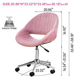 XIZZI Home Office Desk Chair,Ergonomic Office Chair with Wheels,Modern Comfortable Velvet Task Chair (Pink-Silver feet)