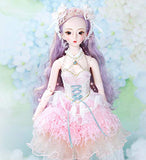 Aongneer BJD Dolls 1/3 Doll 24 Inch 34 Ball Joints Doll DIY Toy Gift Dream Fairy DBS Doll Lifelike Pose with Purple Wig Gorgeous Dress Nice Shoes Beautiful Makeup for Children's Day-Royi