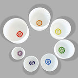 440HZ Chakra Tuned Set of 7 Paternoster Frosted Quartz Crystal Singing Bowls 6"-12"