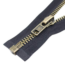 YaHoGa #8 18 Inch Anitique Brass Separating Jacket Zipper Y-Teeth Metal Zipper Heavy Duty Metal Zippers for Jackets Sewing Coats Crafts (18" Anti-Brass)