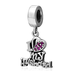 Love/ Heart / Dangle /Pendant/ I Love My Husband/ Crystal/ Birthday /Christmas /925 Sterling Silver