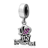 Love/ Heart / Dangle /Pendant/ I Love My Husband/ Crystal/ Birthday /Christmas /925 Sterling Silver