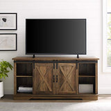 Home Accent Furnishings New 58 Inch Sliding Barn Door Television Stand - Rustic Oak Finish
