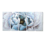 Extra Large Modern Abstract Floral Wall Art Living Room Hand-Painted Blooming Flower Oil Painting on Wrapped Canvas Artwork for Bedroom Bathroom Wall Decoration 5 Pieces Blue Gold