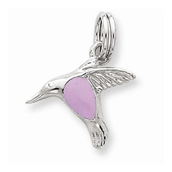 Solid 925 Sterling Silver Pendant Enamel Hummingbird Charm (19mm x 15mm)