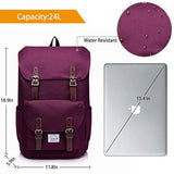 Vintage School Backpack for Women,VASCHY Water Resistant Laptop Backpack Burgundy