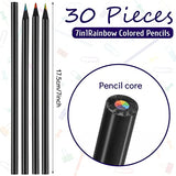 30 Pieces Rainbow Colored Pencils 7 Color in 1 Black Wooden Rainbow Colored Pencils Multi Colored Pencil for Adults and Kids Assorted Colors for Drawing, Coloring, Sketching