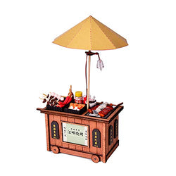 WYD DIY Wooden Mini Doll House Hong Kong Style Car Aberdeen Shop Miniature Scenario Building Toy House Making Kit (Chazi stall-Barbecue Shop)