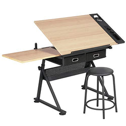 Topeakmart Height Adjustable Drafting Table Drawing Desk Tiltable Tabletop Art Craft Work Station with Stool for Artists Painters Students Adults Teens