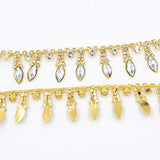 De.De. 1 Yard AB Resin Crystal Applique Rhinestone Bridal Trim Fashion Chain Fringe Embellishment