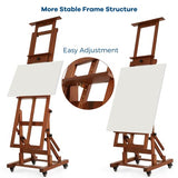 VISWIN Extra-Large Master Easel, Hold 2 Canvases up to 79"H, Tilts Flat, Movable Solid Beech Wood Heavy Duty Art Floor Easel for Painting, Adjustable Artist Easel Stand for Adults