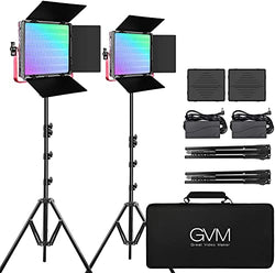 GVM 1200D RGB LED Video Light, 50W Video Lighting Kit with APP Control, 3200K-5600K Photography Lighting kit for Studio, Aluminum Alloy Shell,CRI 97