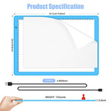 Comzler Light Box Tracing LED Board, A4 Magnetic Light Pad, Dimmable Brightness LED Light Drawing Board, Sketch Pad LED Light Drawing Pad, Cricuting Light Pad, Light Table for Tracing Blue