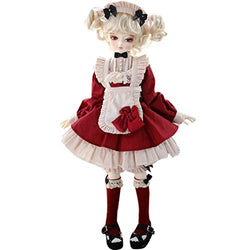HMANE 5Pcs Set Girl Doll Clothes Maid Apron Dress Outfit Set for 1/6 BJD Doll, fit Dollfie Cosplay Party Dress Up (No Doll)