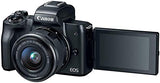 EOS M50 Mirrorless Camera Kit w/EF-M15-45mm and 4K Video - Black - Essential Accessories Bundle