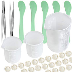 Silicone Measuring Cups for Resin, LEOBRO 1Pcs 250ml Mixing Cup, 2Pcs 100ml Measuring Cups, 5Pcs Mixing Spoons, 20Pcs Latex Finger Cots, 2Pcs Tweezer, Fit for Epoxy Resin DIY