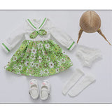 Full Set 1/6 BJD Doll 27cm 10.6in Ball Jointed SD Doll with Green Dress + Shoes + Socks + Wigs + Makeup Face, Best Gift for Girls