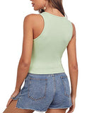 Romwe Women's Ribbed Knit Sleeveless Workout Crop Tank Tops Shirts Mint Green S