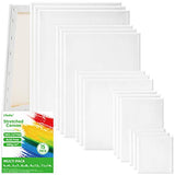Ohuhu Stretched Canvas Multi Pack, 4x4", 5x7", 8x8", 9x12", 11x14", Set of 15, Primed White Blank, 100% Cotton Frame Canvas for Acrylic Pouring, Oil Paint, Wet & Dry Art Media, for Artists, Beginners