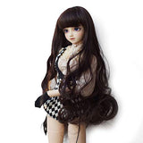 1/6 BJD Doll Wig with 6.3 Inch~6.70Inch Soft Synthetic Long Deep Dark Auburn Curly Wigs with Full Bangs for 1/6 BJD Doll SD Doll Ball Jointed Doll