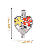 Fantasy 10pcs New Enamel Process Heart Shape Pearl Bead Cage Pendant Essential Oil Scent Diffuser