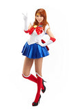 OURCOSPLAY Women's Sailor Moon Tsukino Usagi Adult Cosplay Costume 7 Pcs Set (Women L) Blue,White