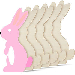 6 Pieces 9.8 x 5 Inch Large Easter Wooden Bunny Cutouts Blank Easter Rabbit Cutouts Unfinished Bunny Wooden Slice Ornament Rabbit Shape Craft Tags for Easter Party DIY Craft Paint Decoration