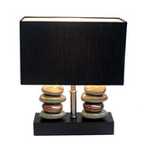 Elegant Designs LT1036-BLK Rectangular Dual Stacked Stone Ceramic Table Lamp, 14.5" x 12" x 6.3",