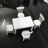 Novania Dollhouse Furniture Decorations, 1:12 Scale Miniature Life Scene Model Doll House Furniture Ornament Accessories Dinning Room Bedroom Decor Pretend Play Kids Toy, Wooden Dining Table Chair Set