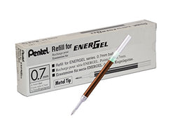 Pentel Refill Ink for EnerGel RTX Retractable Liquid Gel Pen 12 Pack, 0.7mm, Medium Line, Brown