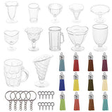 OLYCRAFT 192pcs Mini Cups Keychain Kit Epoxy Resin Casting Kit Dollhouse Miniature Pendant Charms with Keychain Rings Tassels Screw Eye Pins for Key Chian DIY and Earring Making