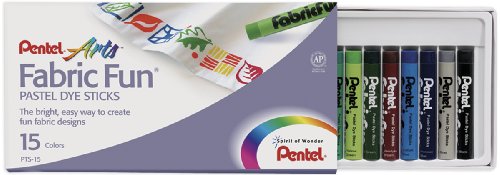 Pentel Arts Fabric Fun Pastel Dye Sticks, 15 Color Set (PTS-15)