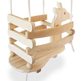 Ecotribe Wooden Giraffe Swing Set for Toddlers - Smooth Birch Wood with Natural Cotton Ropes