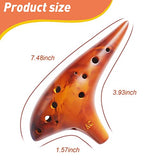 Genround Ocarina, 12 Hole Alto C Zelda Ocarina, Unique Natural Smoked Ocarina, With Beginner's Study Instruction and Protective Bag, Includes Lanyard & Wipe, Collectible, Gift Ideas（Amber）
