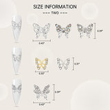 3D Butterfly Nail Charms 12PCS Butterflies Shape Charms for Nails Gold Silver Inlaid with Crystals Rhinestones Charms for Women Girls DIY Nail Art Decoration Supplies